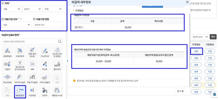 비급여 진료비용 정보