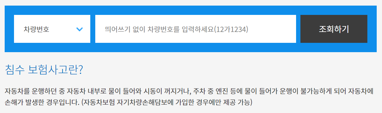 카히스토리 침수차 조회