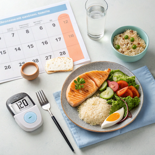 스케쥴에 맞춰서 식단 관리를 표현하는 이미지