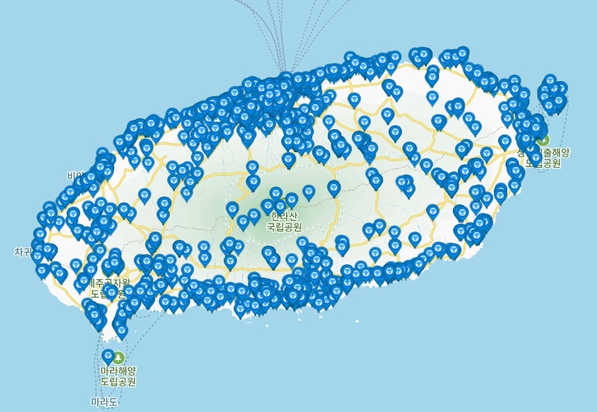 제주도 공공와이 거점 지도