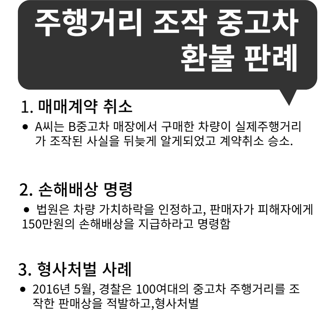 주행거리 조작 중고차 환불 판례