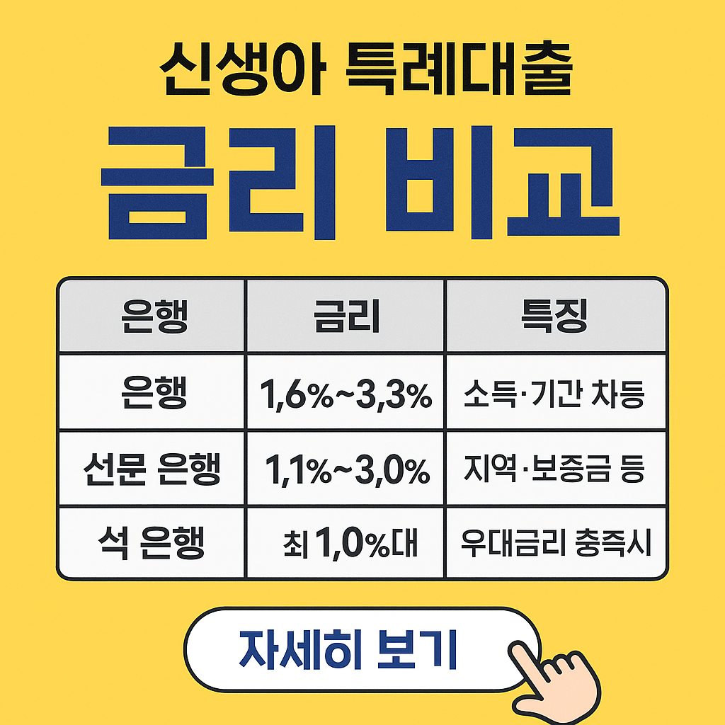신생아 특례대출 금리 은행 비교 총정리 ✅