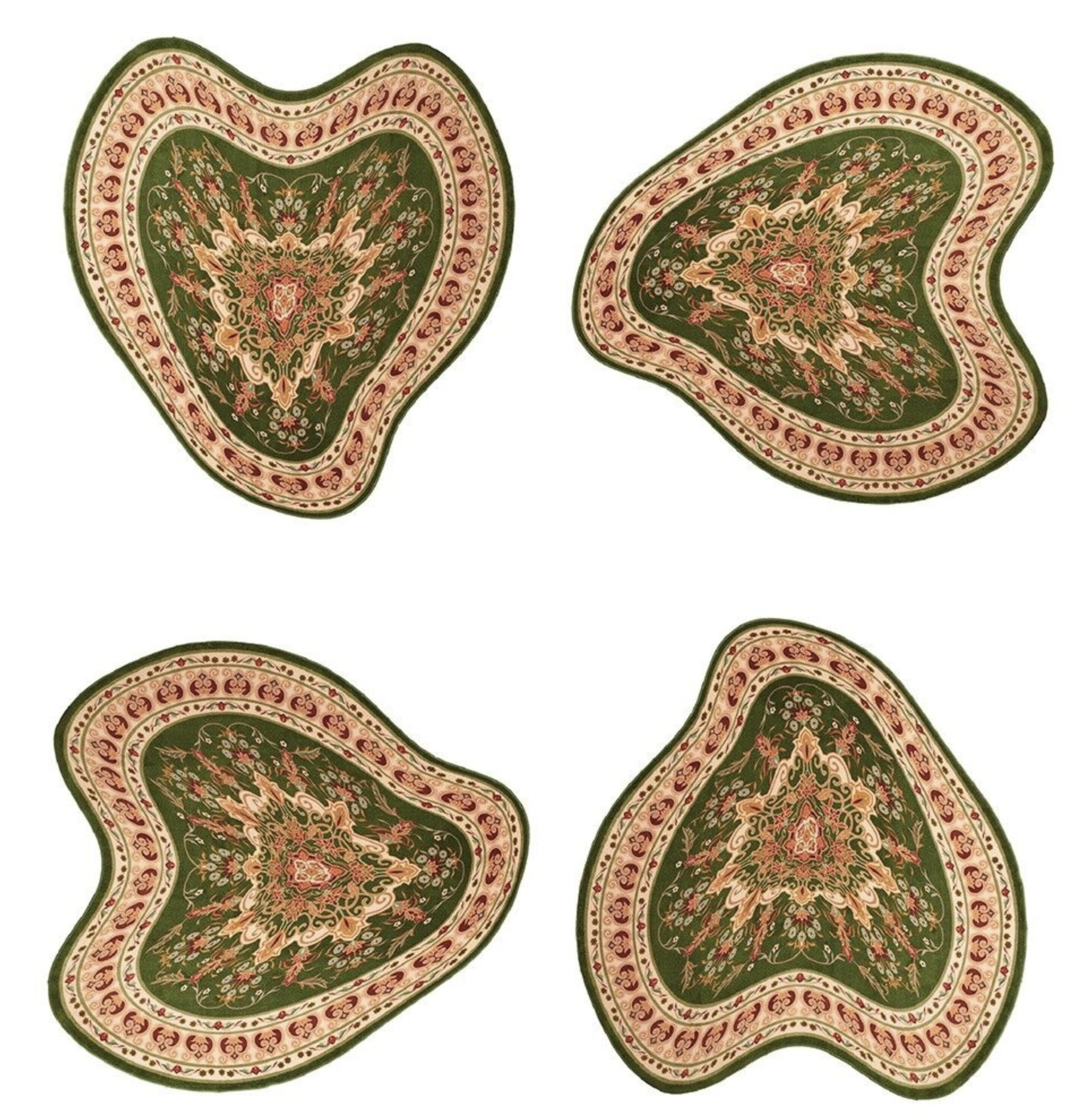 초록색 빈티지 무늬 러그 상세사진