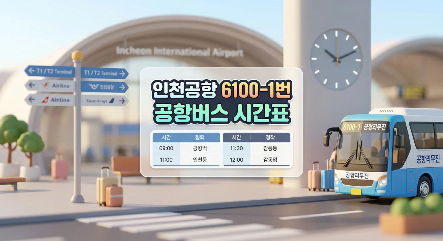 인천공항 6100-1번 공항버스 시간표와 요금 (수락산·노원·석계 방면)