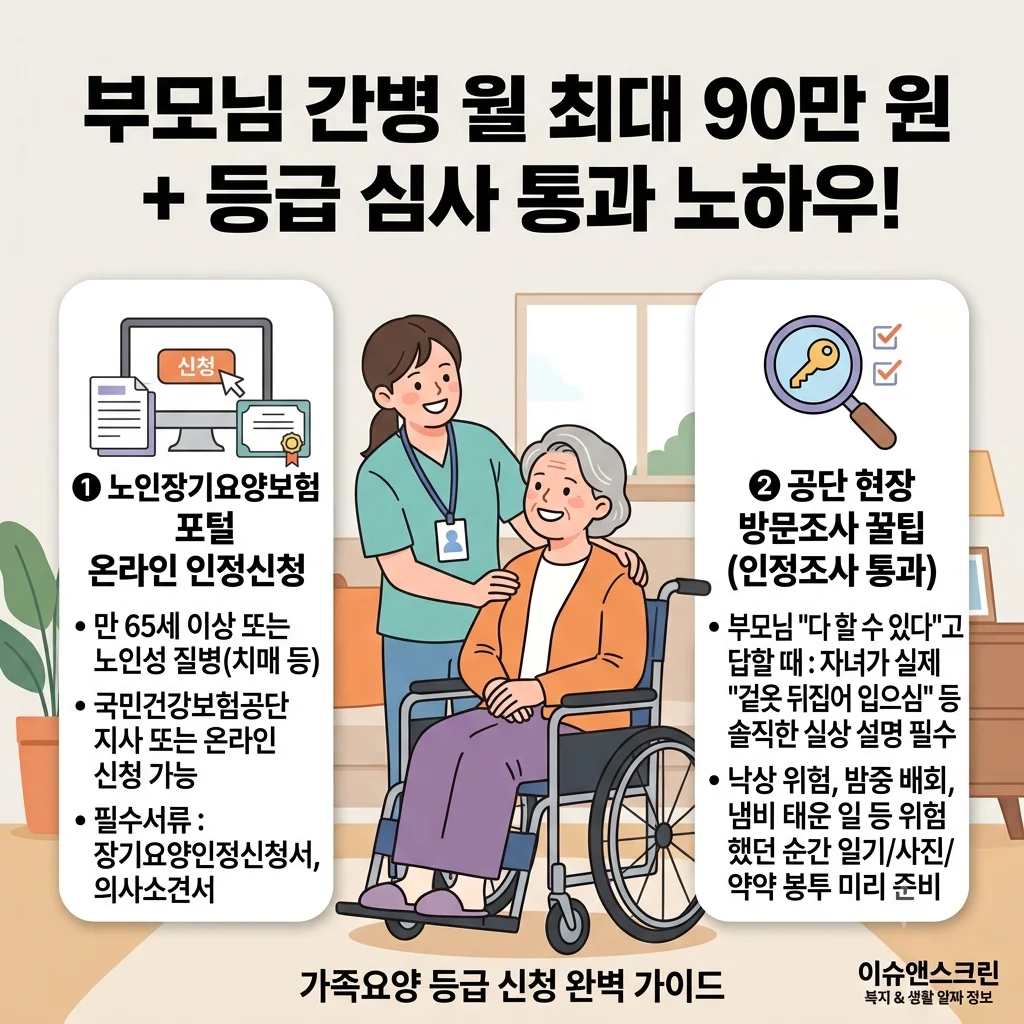 국민건강보험공단 노인장기요양등급 인정조사 방문 심사 통과 노하우