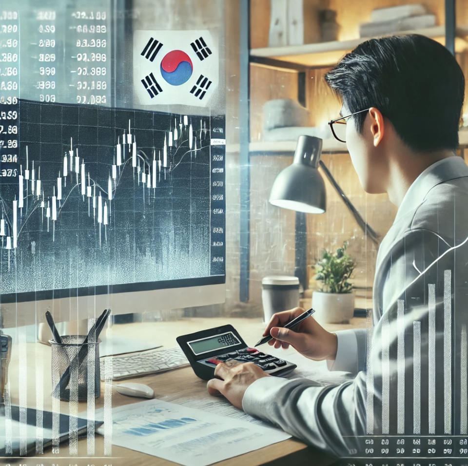 주식 양도소득세 계산 중인 직장인의 모습"