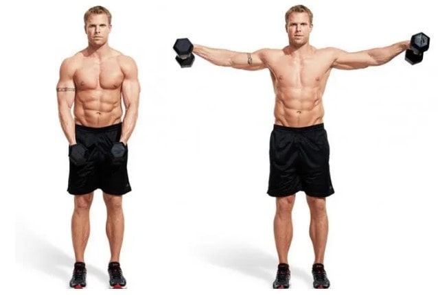 사이드 레터럴 레이즈 자세 모습