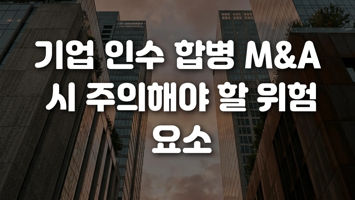 기업 인수 합병 M A 시 주의해야 할 위험 요소