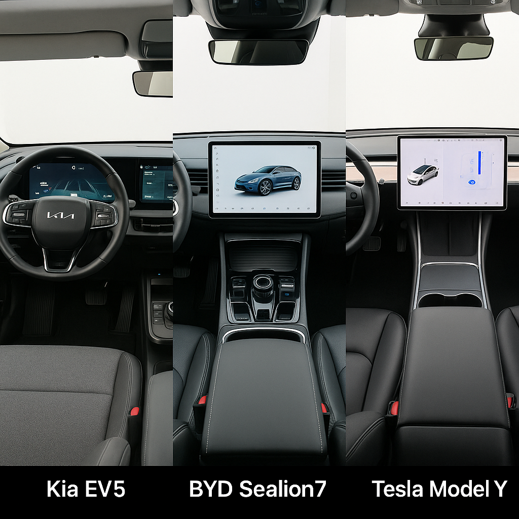 기아 EV5와 테슬라 모델Y&amp;#44; 그리고 BYD Sealion7