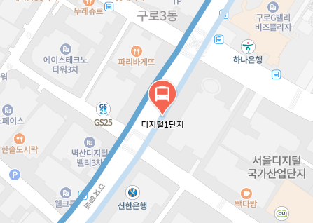 디지털1단지에서 인천공항 리무진 공항버스(6004번) 지도 위치