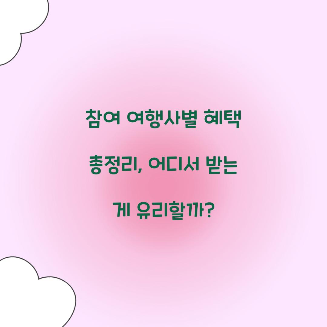 참여 여행사별 혜택 총정리: 어디서 받는 게 유리할까?