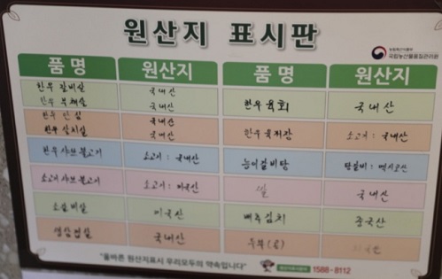원산지표시판