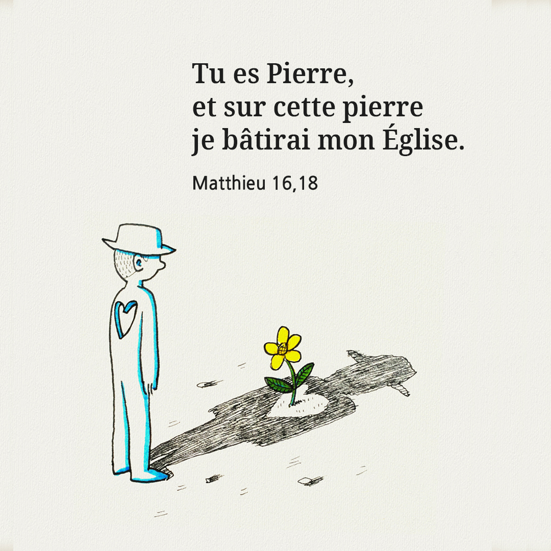 Tu es Pierre, et sur cette pierre je bâtirai mon Église. (Matthieu 16,18)