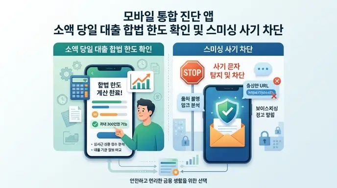 모바일 통합 진단 앱 소액 당일 대출 합법 한도 확인 및 스미싱 사기 차단