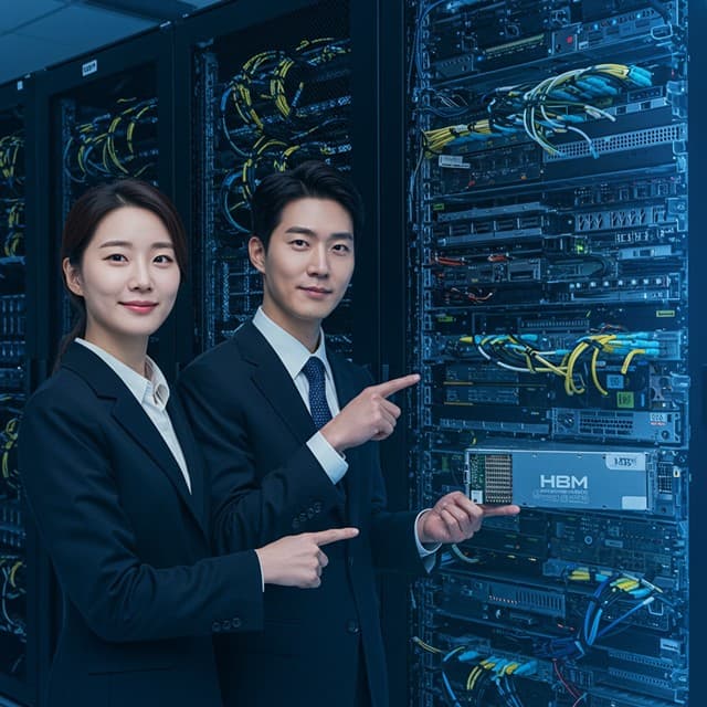 HBM 공정 흐름과 투자자를 함께 담은 메인 이미지