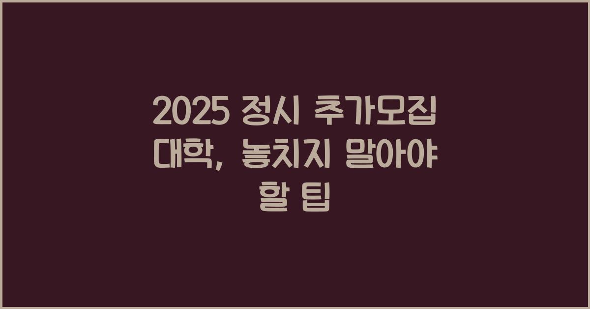 2025 정시 추가모집 대학