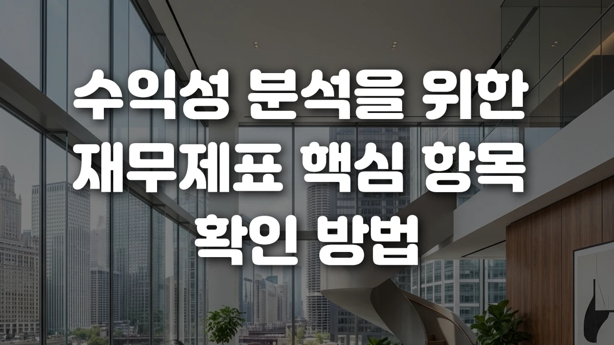 수익성 분석을 위한 재무제표 핵심 항목 확인 방법
