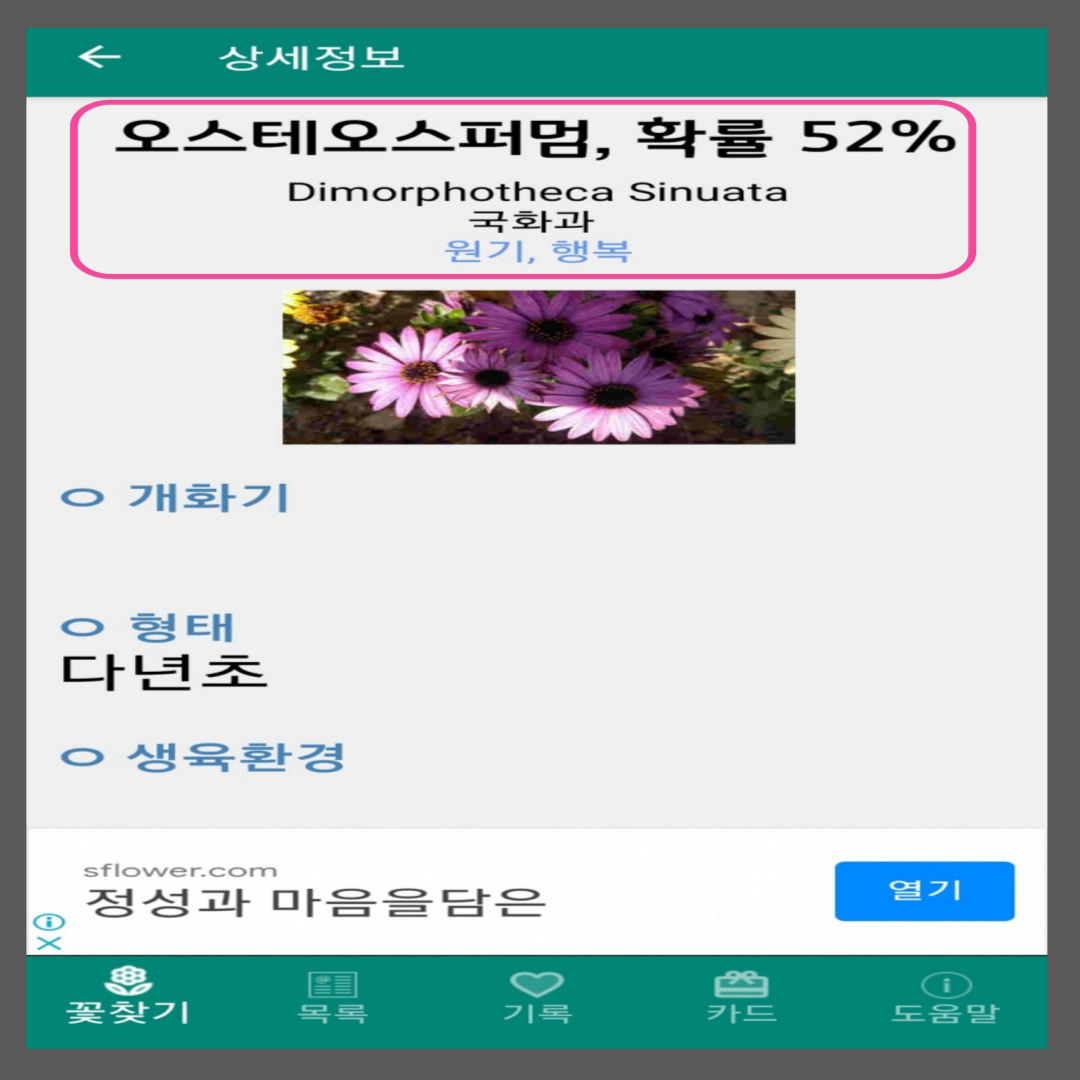 꽃이름 찾기 앱