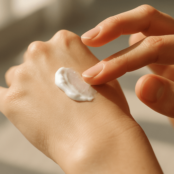 검버섯 제거 크림을 바르는 이미지