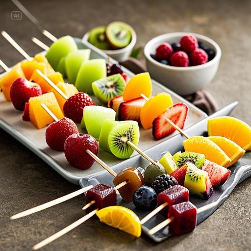 과일과 건강한 간식: 과일 스낵, 과일 꼬치, 과일 푸딩