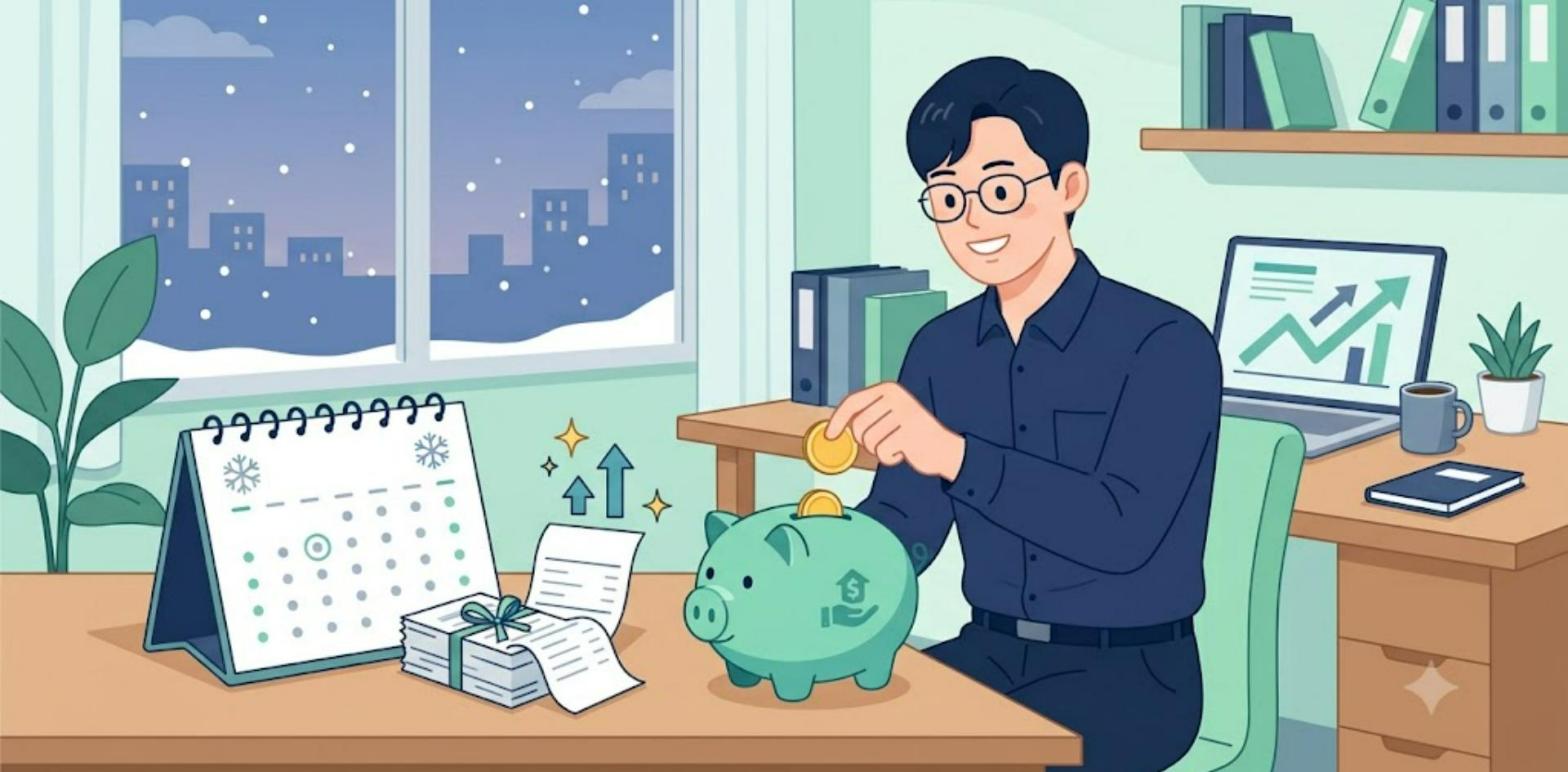 연금저축&middot;IRP 세액공제로 연말 절세하는 직장인 일러스트