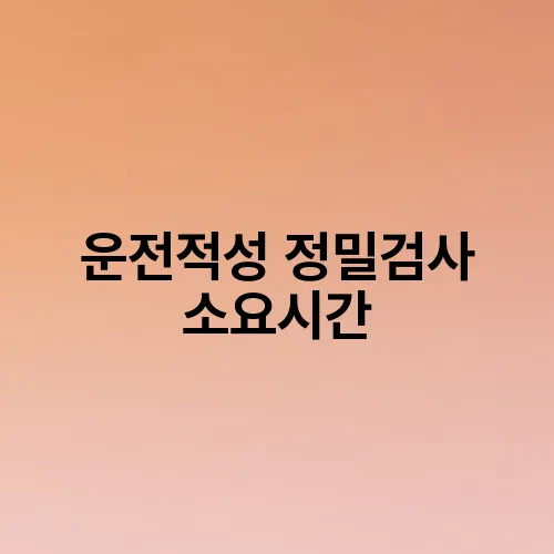 운전적성 정밀검사 소요시간