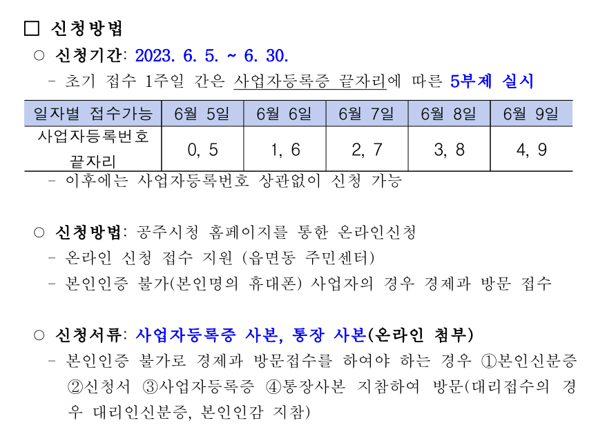공주시 소상공인 카드수수료 신청