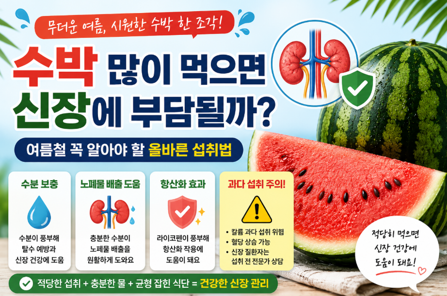 건강한 사람이라면 적당량의 수박 섭취는 신장 건강에 위험하지 않습니다.