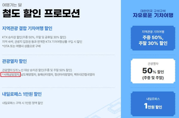 2024 서해금빛열차 온돌 예약, 노선, 요금 할인 방법