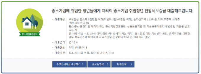 중기청 전세자금 대출 정보 요약