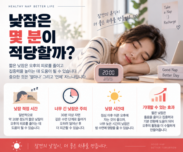 낮잠은 몇 분이 적당할까? 낮잠 적정 시간과 주의사항 총정리
