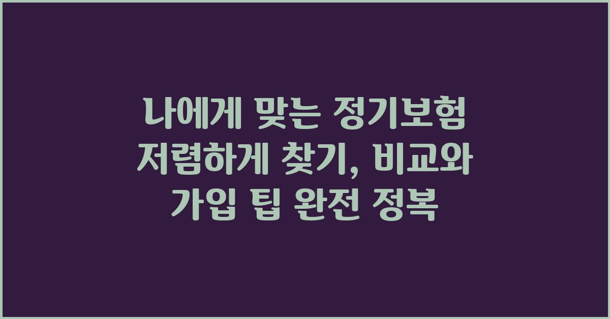 나에게 맞는 정기보험 저렴하게 찾기