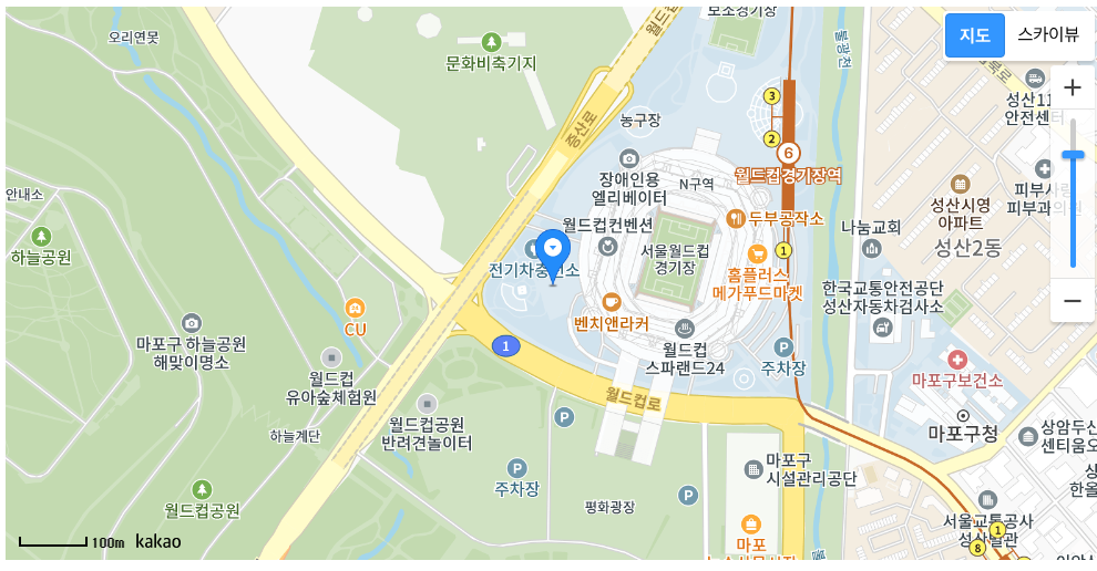 상암월드컵 경기장 주변 주차장 지도