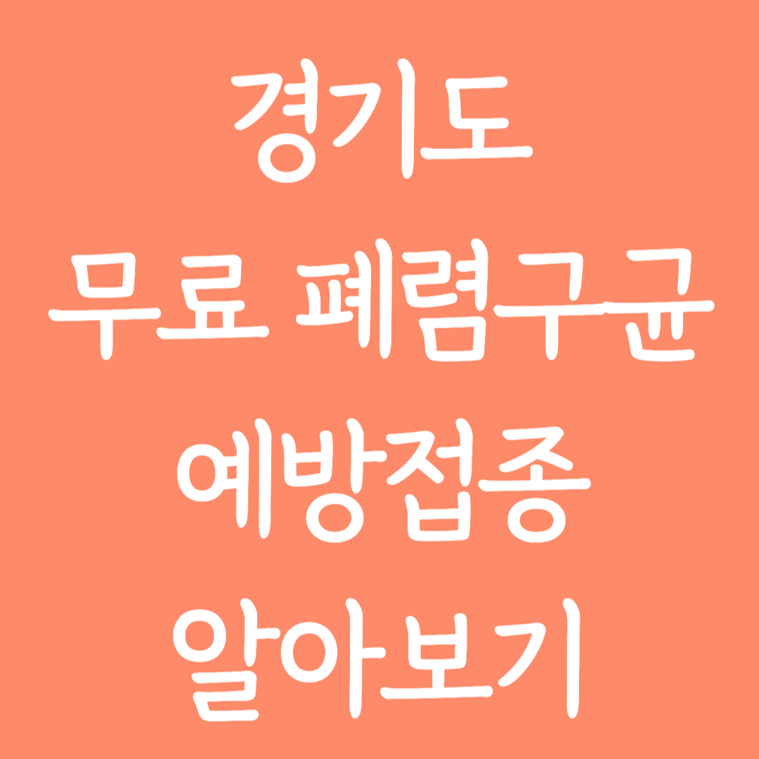 경기도 무료 폐렴구균 예방접종 알아보기