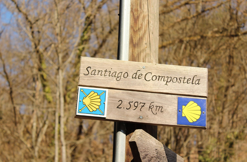 산티아고 순례길 표지반 사진