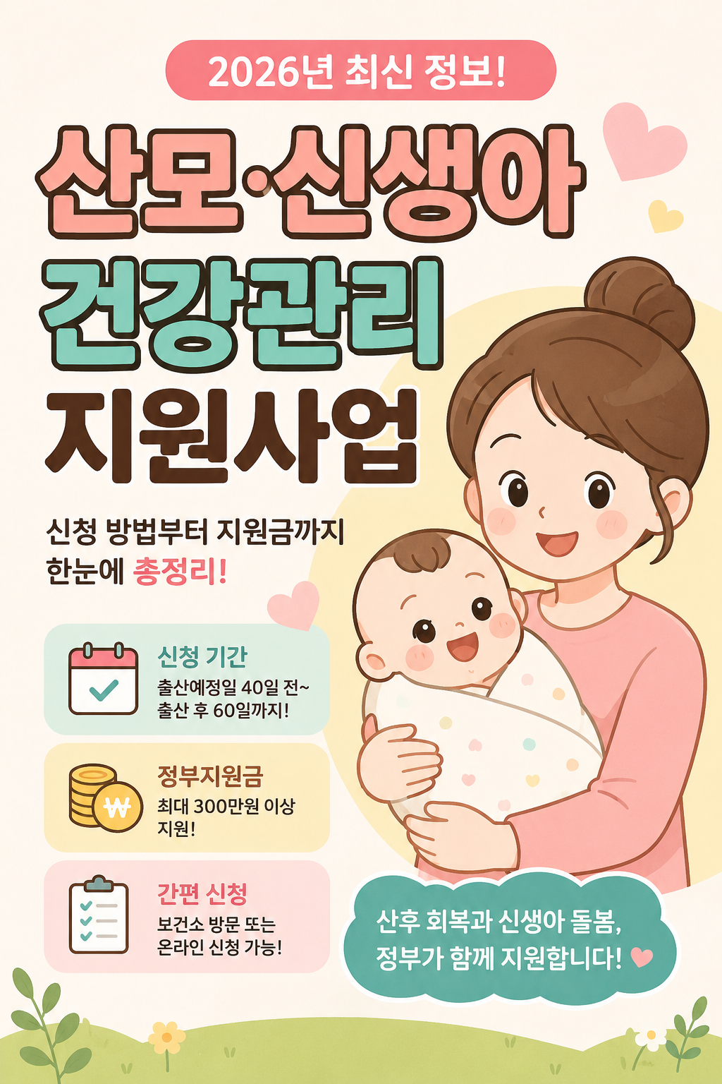 2026 산모·신생아 건강관리 지원사업 신청 방법, 정부지원금부터 본인부담금까지 총정리