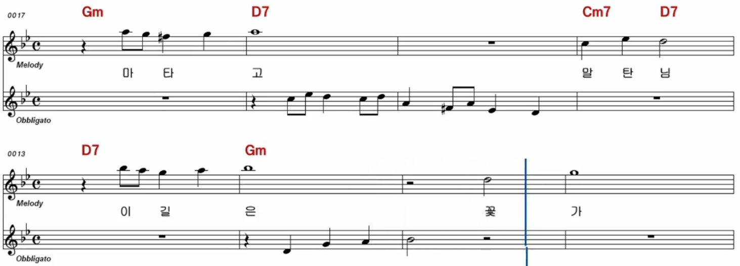 정수라(이미자) 아씨 악보