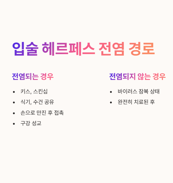 입술 헤르페스 전염 경로