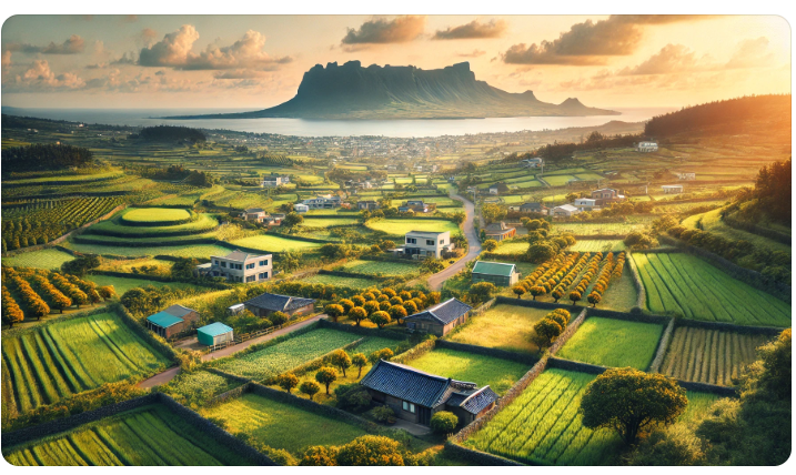 제주도 서귀포의 논밭풍경 사진