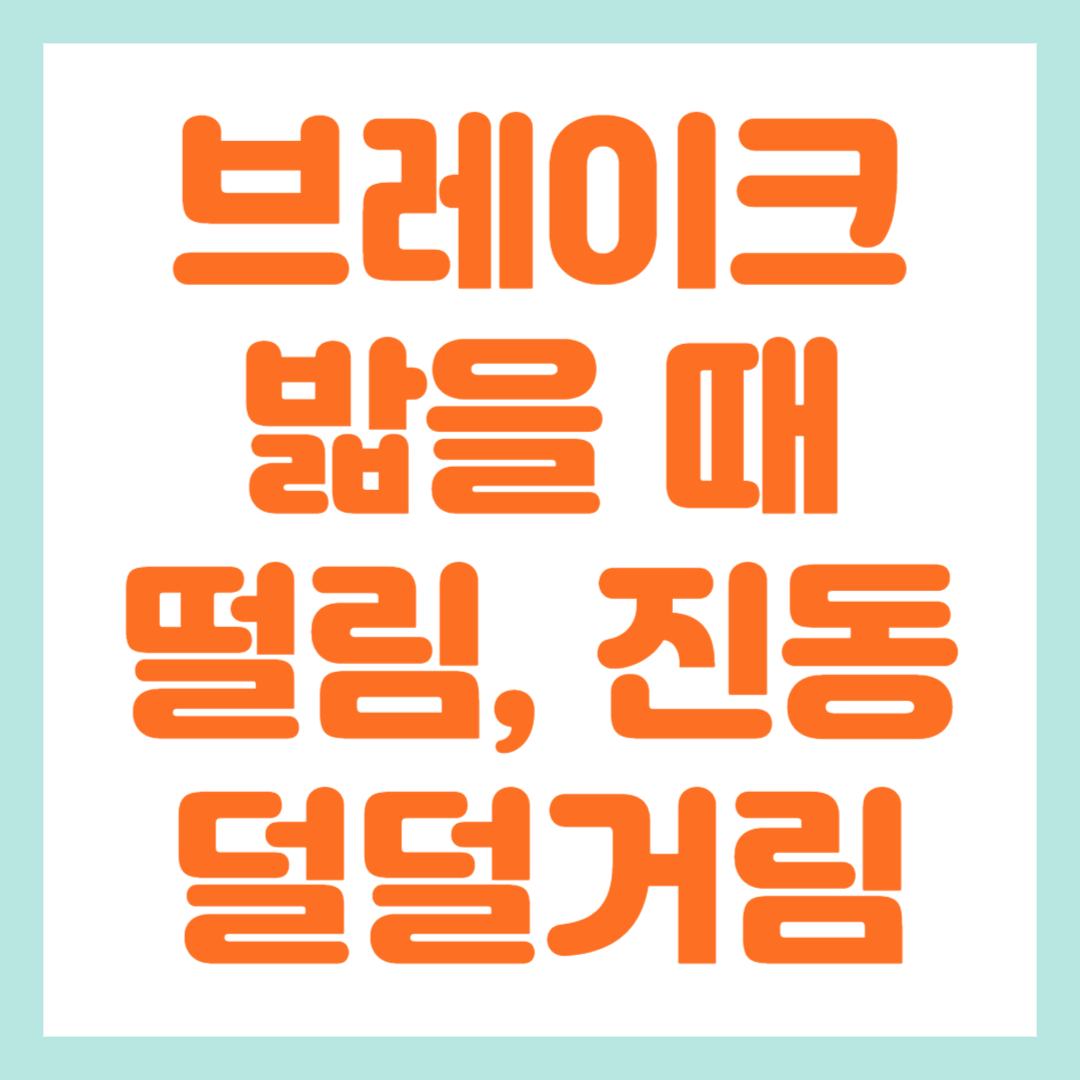 브레이크 밟을 때 떨림 현상 알아보기