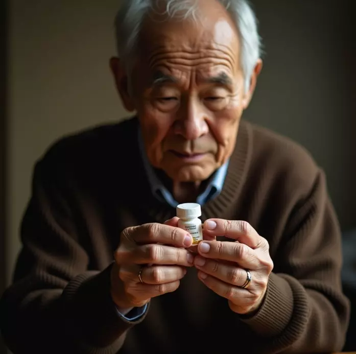 파킨슨병 치료약을 먹고 있는 이미지