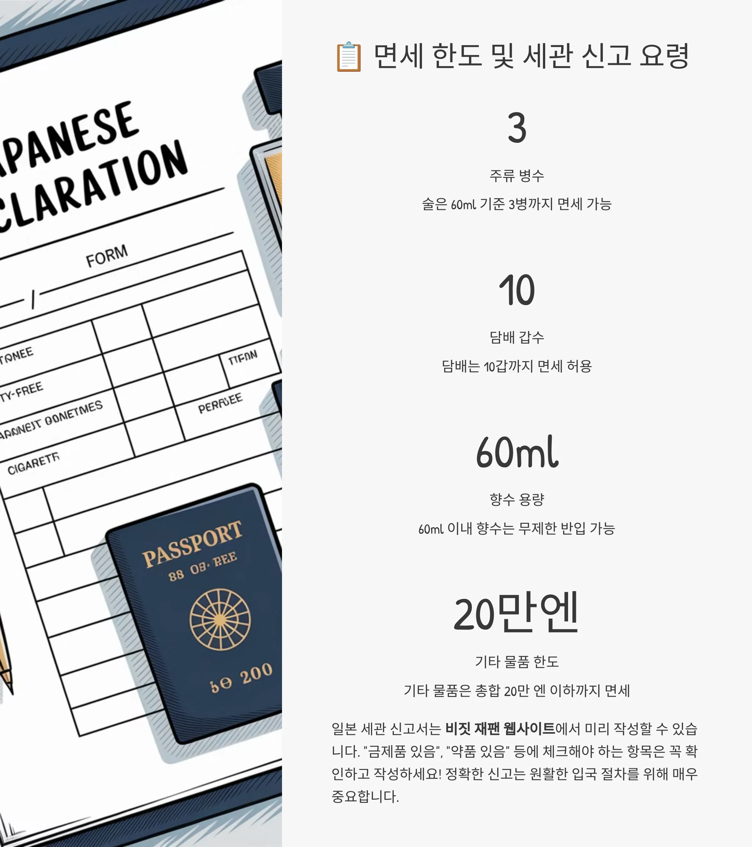 면세 한도와 세관 신고 안내