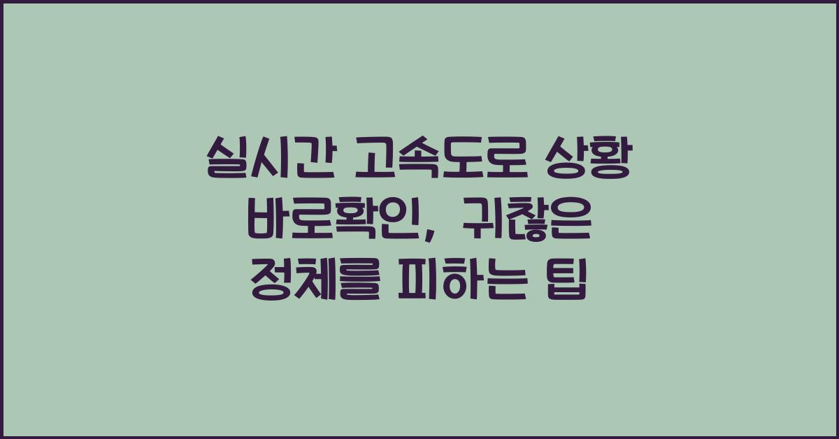 실시간 고속도로 상황 바로확인