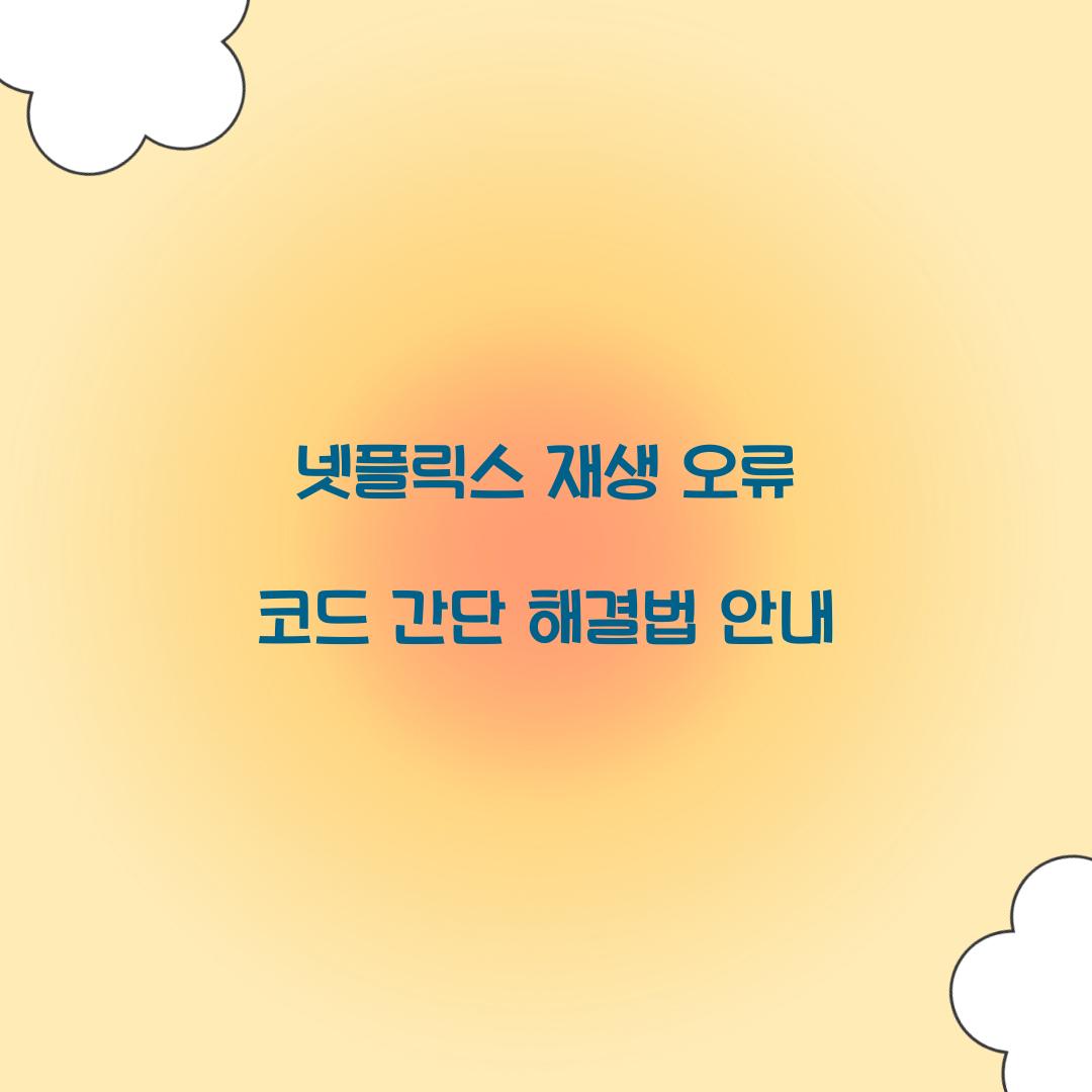넷플릭스 재생 오류 코드