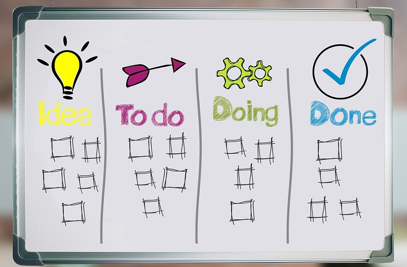 화이트보드에 루틴을 정해 둔 사진