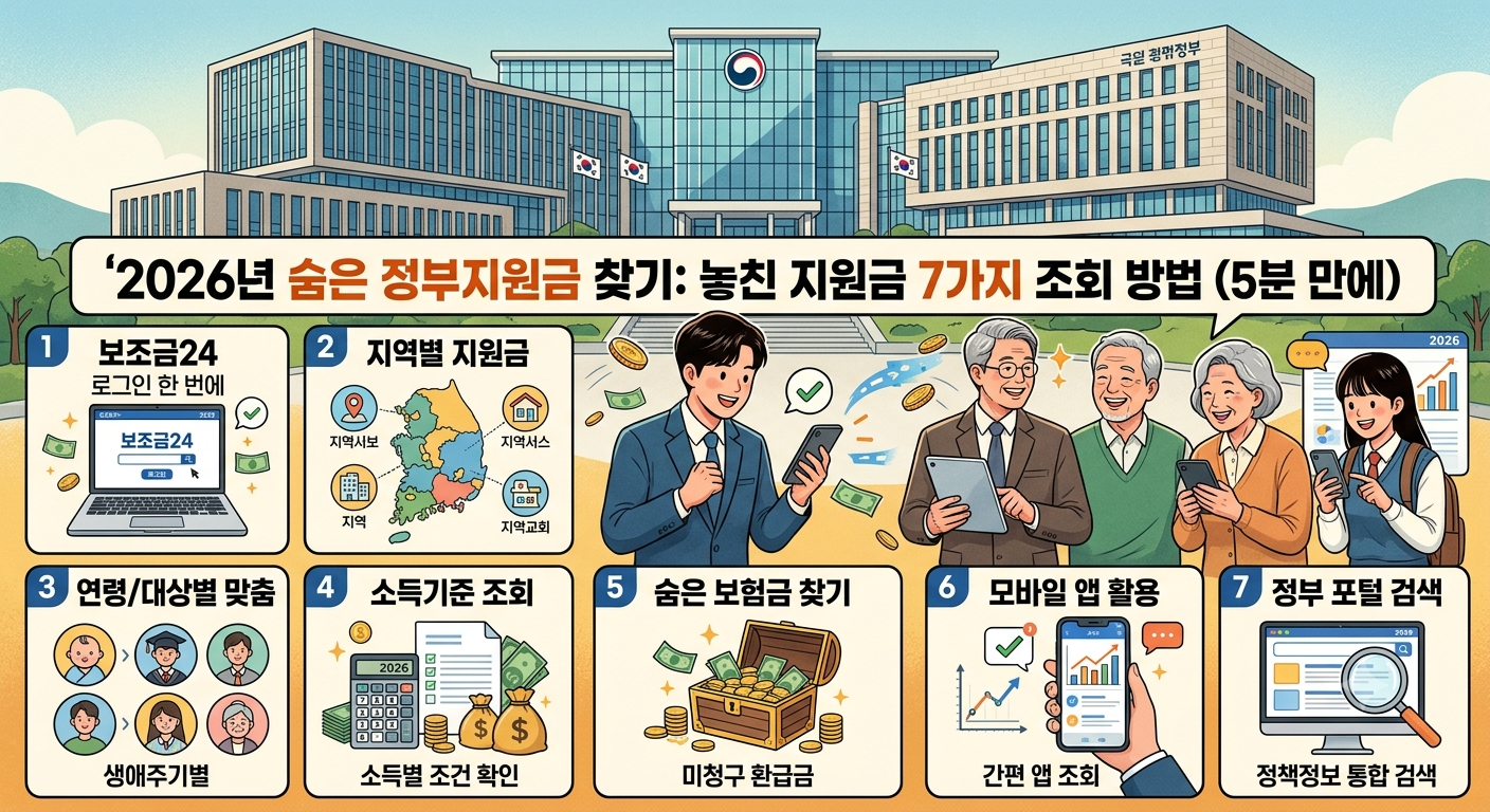 2026년 숨은 정부지원금 찾기, 놓친 지원금 7가지 조회 방법(5분 만에)