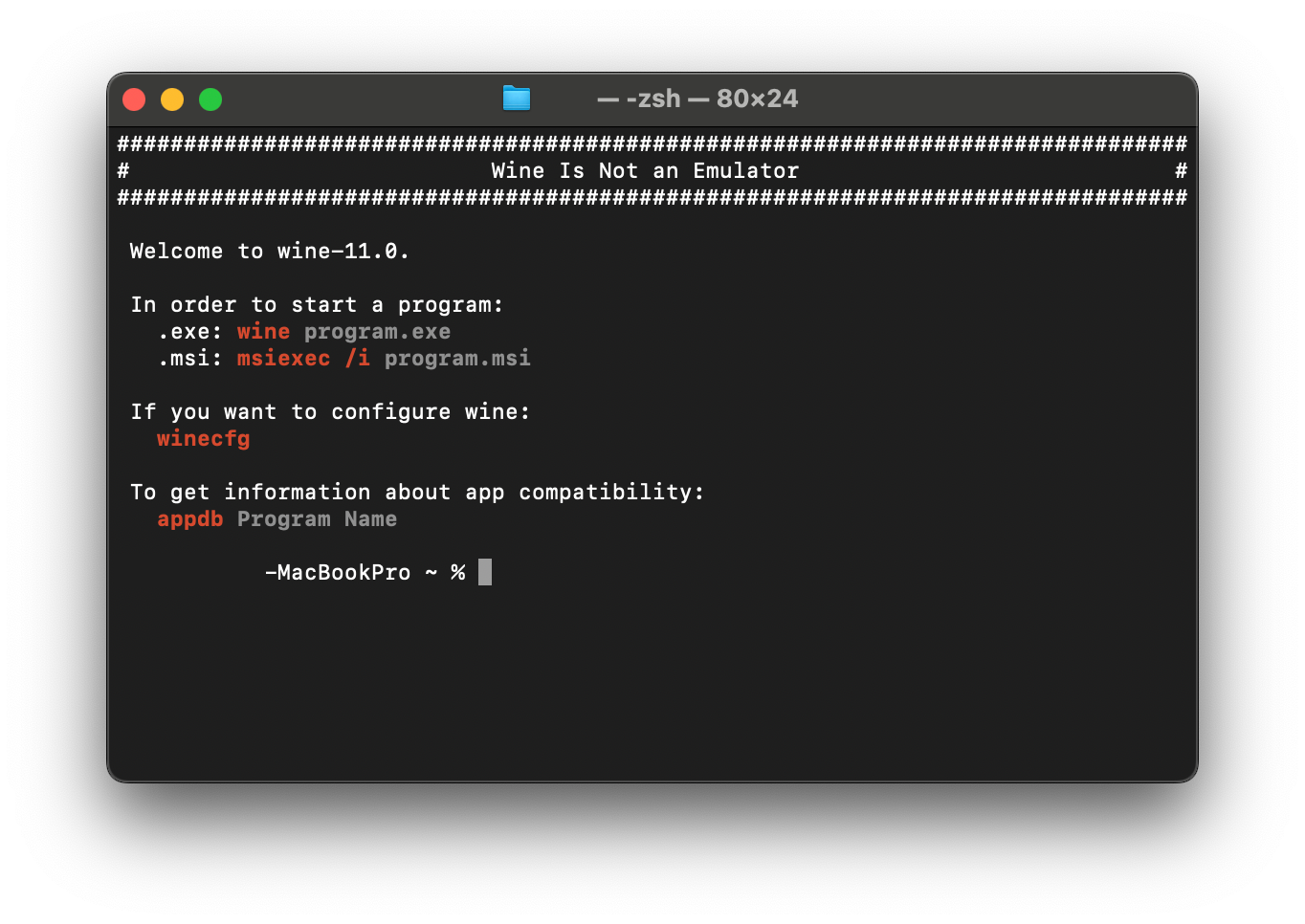 Wine 실행 시 터미널
