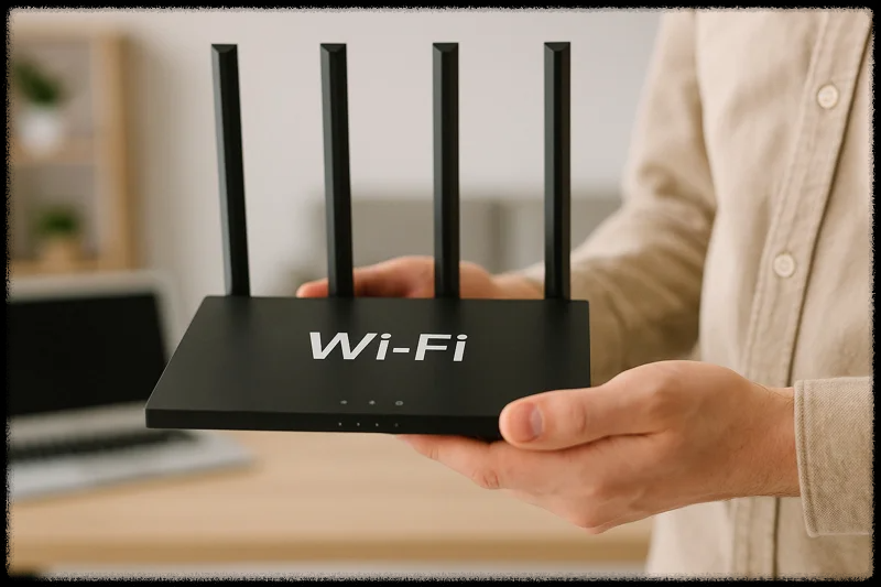 공유기를 설치 중인 사람