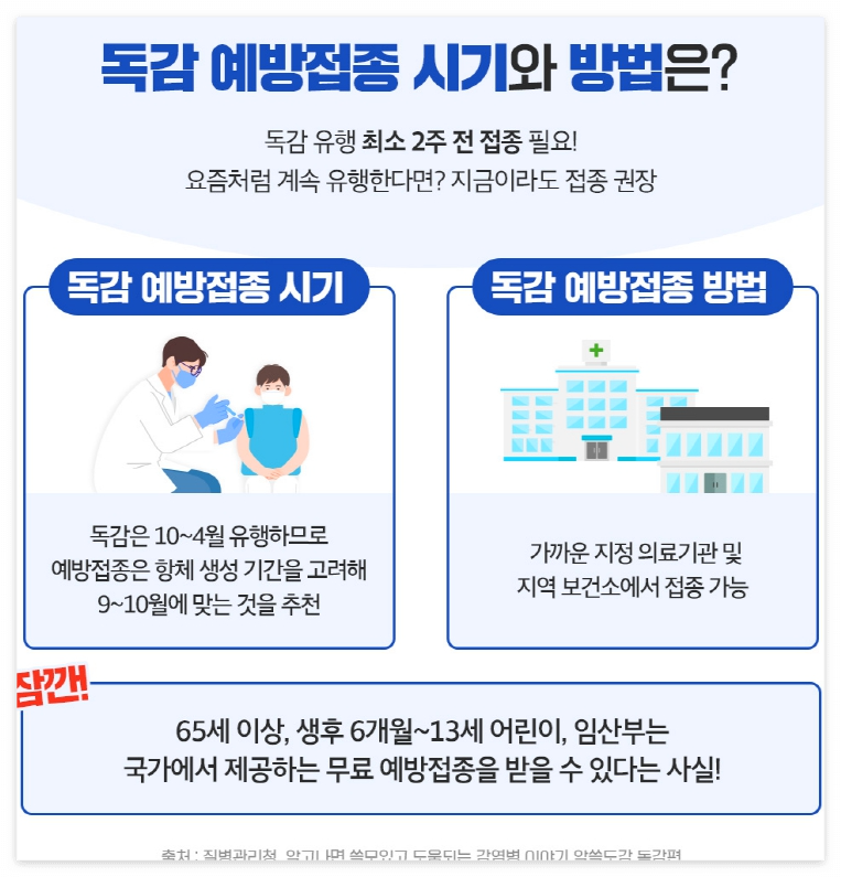 독감무료예방접종 대상 나이 날짜 병원찾기