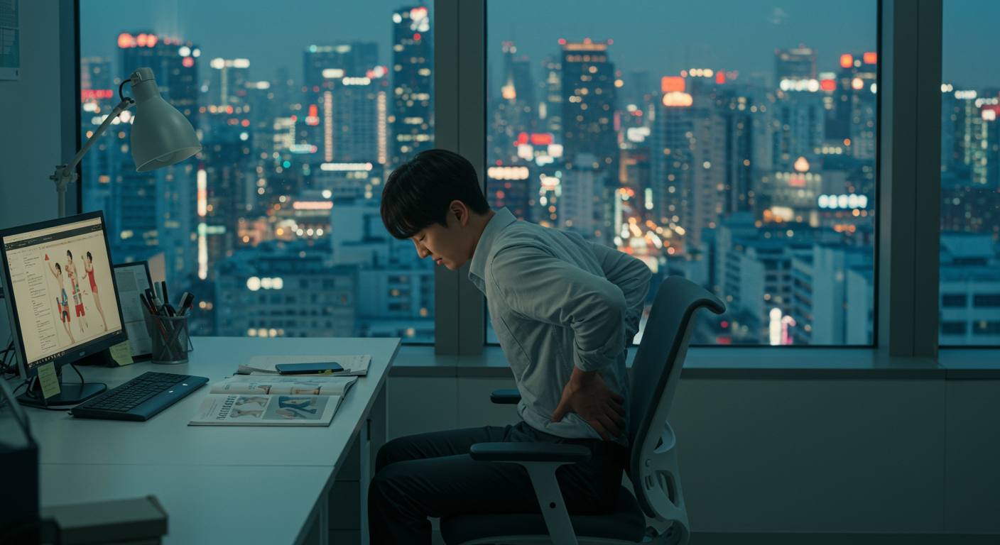 허리가 아픈 직장인 사진